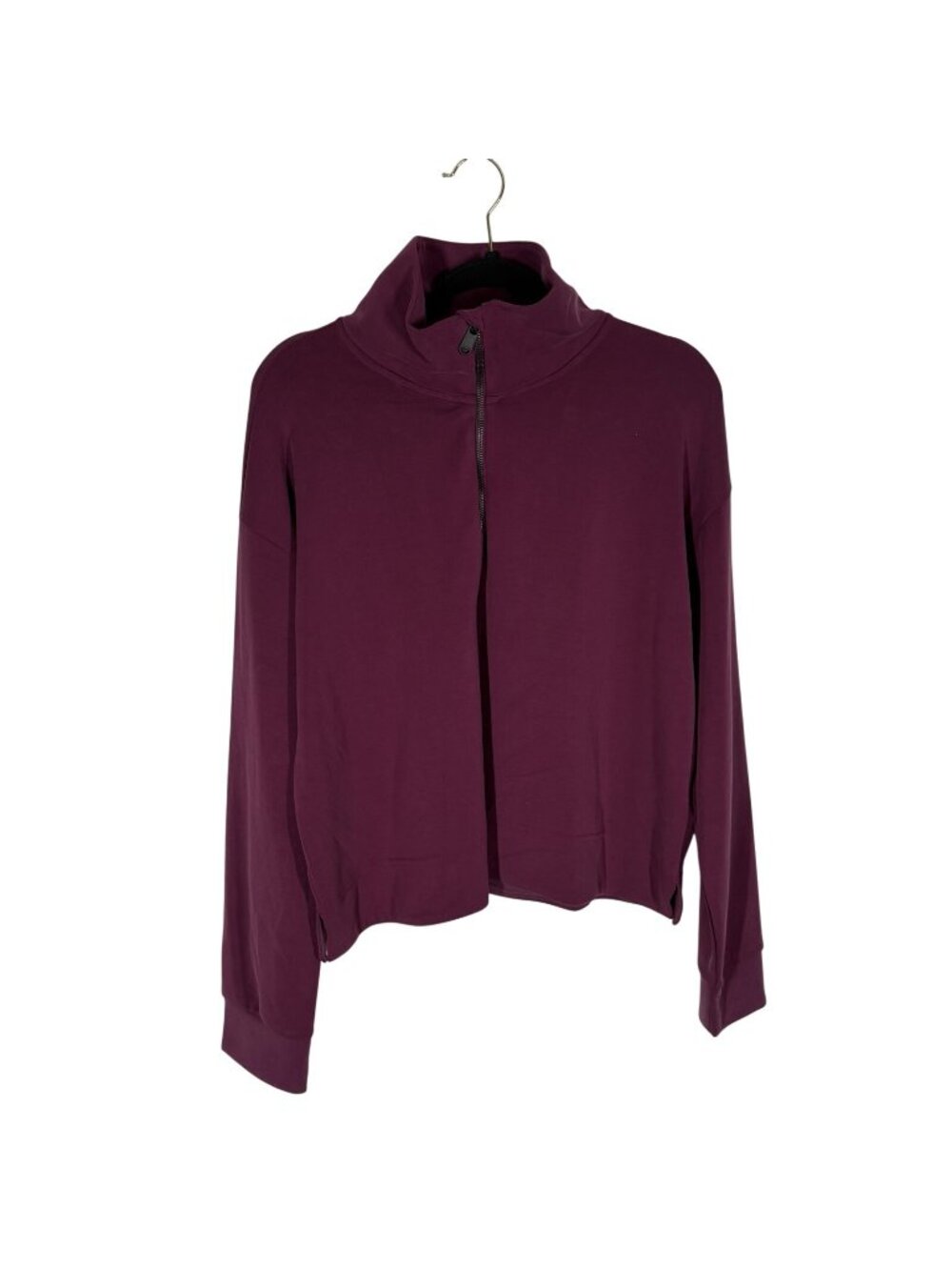 Athleta Women L Plum Cropped Seasoft Quarter Zip Pullover Sweatshirt NWOT - Picture 2 of 12
